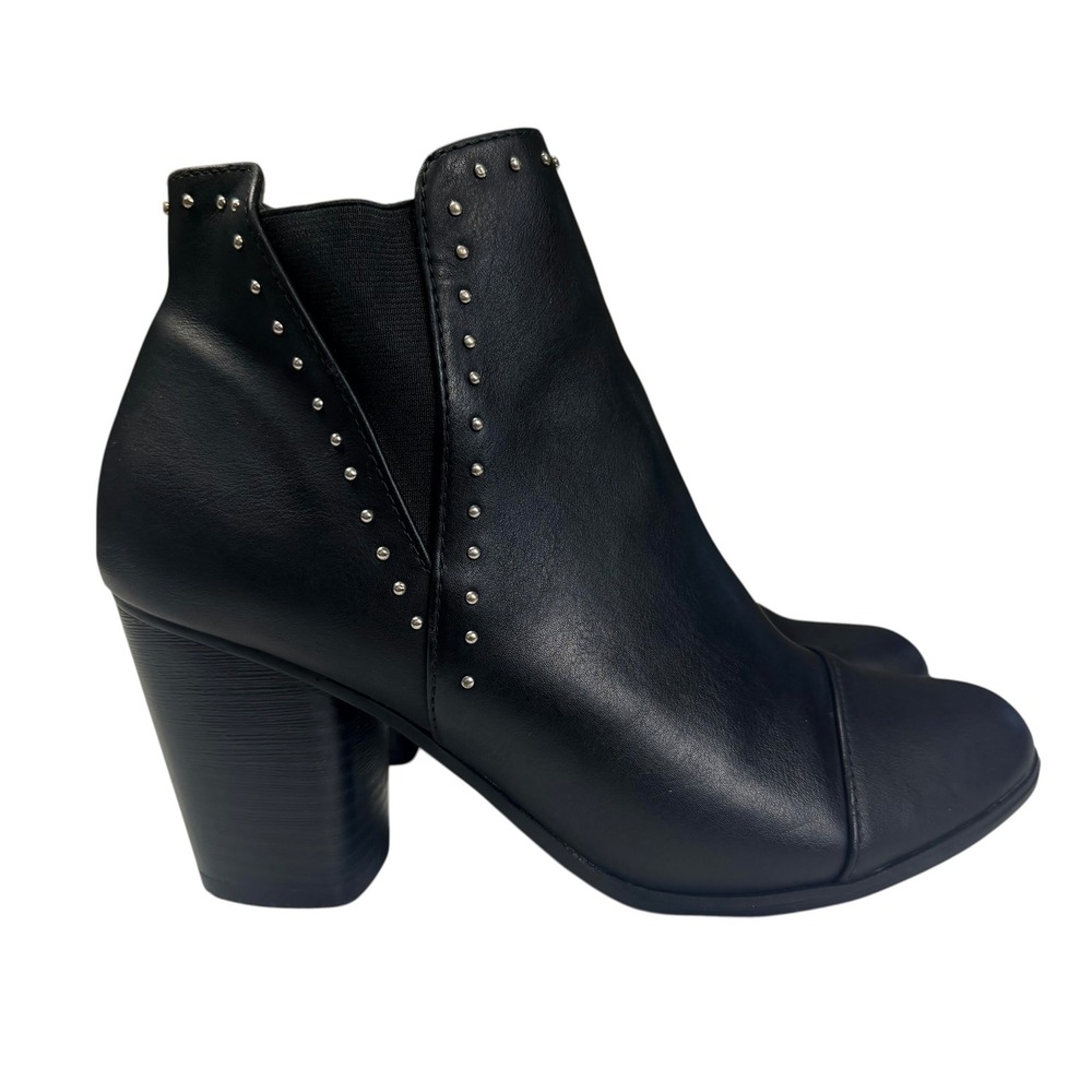 Edgy Goth Chic Grunge Studded Black Ankle Boots Block Heel Zip Lauren Conrad 9.5